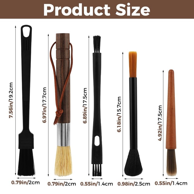 5 Pcs Coffee Grinder Cleaning Brush Set, Professional Espresso Cleaner