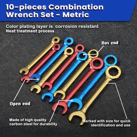 LEONTOOL Mini Spanner Set, Thin, Short Combination Wrench Set, Ultra Thin, 0.16 - 0.4 inches (4 - 11 mm), Set of 10, Mini Combination Wrench, 12 Angle, Single Ended Spanner, Tightening Spanner, Pocket Size, Lightweight, Storage Pouch Included, Loosening 
