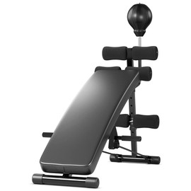 SPORFIT Sit Up Bench - Adjustable Weight Bench for Full Body Exercise, Foldable Strength Training Bench Press with Speed Ball for Home Gym & body workout, Black