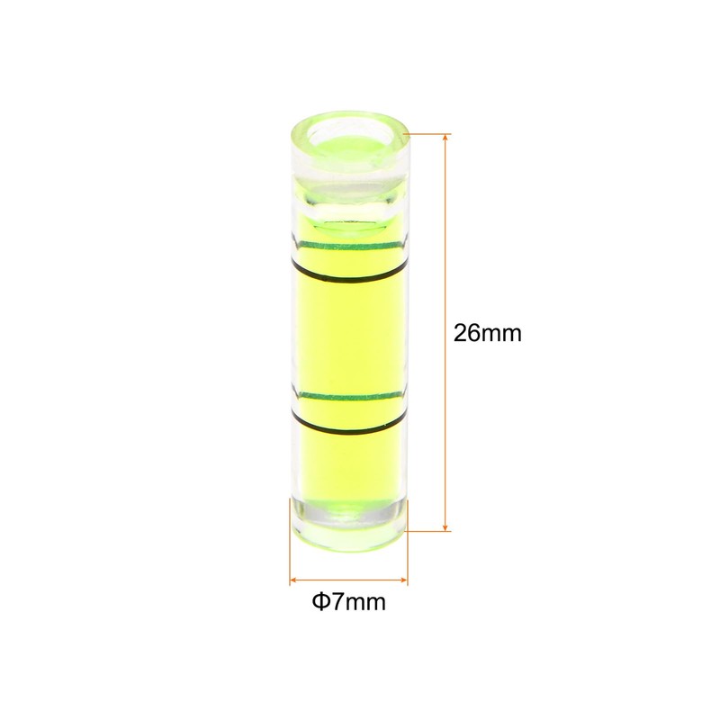 HARFINGTON 10pcs Small Cylindrical Bubble Level Vials 7x26mm PMMA Mini