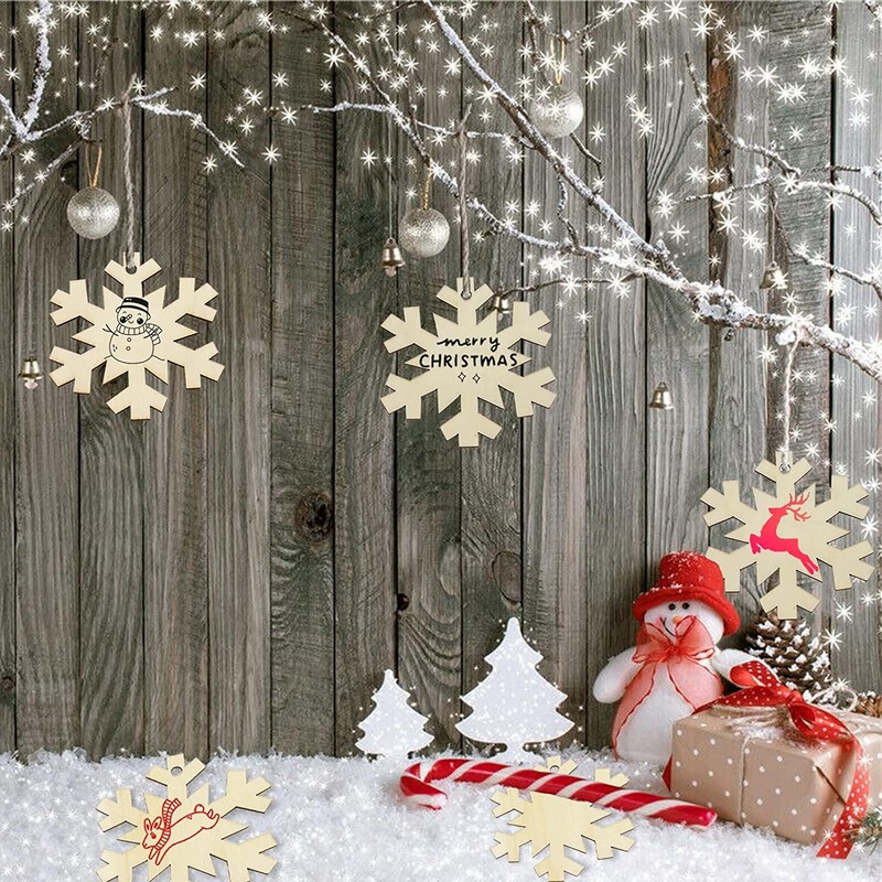 Kids Christmas Arts and Crafts Set – 30 Hanging Wooden