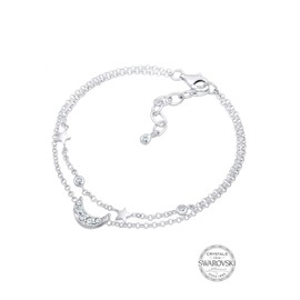 Elli Silver Crescent Moon Stars Galaxy Crystal Bracelet, Sterling Silver, Crystal