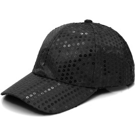 BAOKELAN Sequin Baseball Hat for Women Girls Hip Hop Sun Hats Black