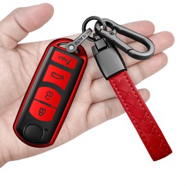 Sindeda for Mazda Key Fob Cover with Keychain Soft Full Protection Key Shell Key Case Compatible with Mazda 3 6 8 Miata MX-5 CX-3 CX-5 CX-7 CX-9 (Red)