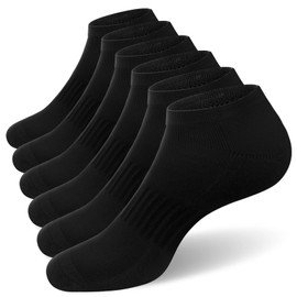 SIXDAYSOX 6 Pack Mens Ankle Socks Cushioned Padded Thick Mens Black Socks for Men Size 10-13