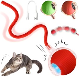 Cat's Toy, Interactive Cat & Dog Toys for Indoor, 2025 New Agility Move Cat Balls, Automatic Cat/Kitten Toys for Bored Indoor Adult Cats, Motion Activated Cat Balls, Cat's Favorite Gift (Red)