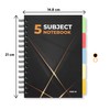 VABE UK A5 Subject Notebook/Project Book with 5 Dividers -