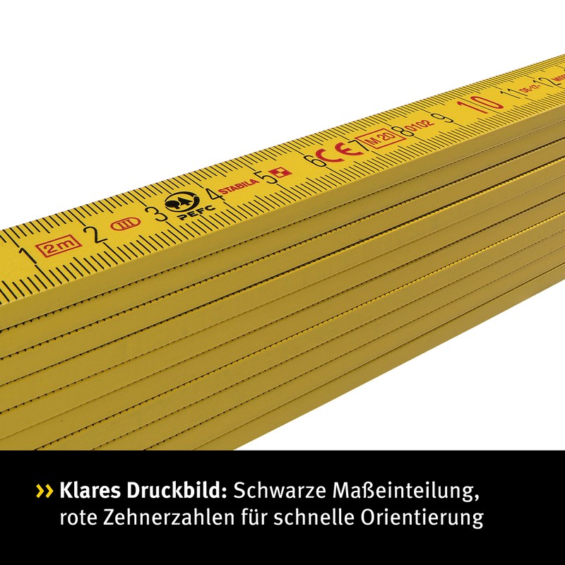 Stabila 01304 Wooden Folding Ruler Type 707 2 m Yellow