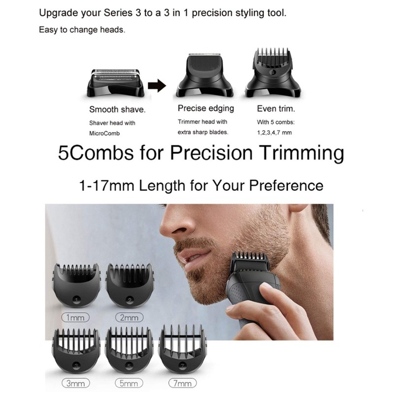 Compatible Beard Trimmer Head with Electric Razor + 5-Piece Guide