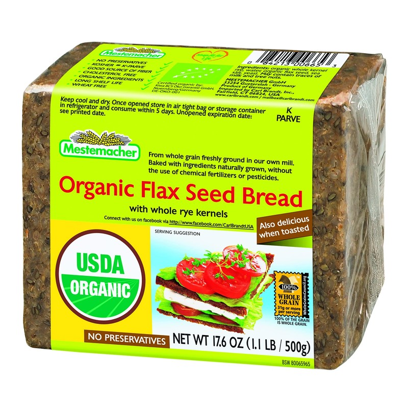 Organic Flax Seed Bread, 17.6 oz, pack of 2