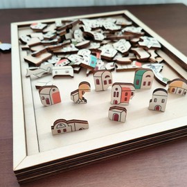 100 House Jigsaw Puzzle Wooden Puzzles for Adults,Unique Shape Adult Puzzles,Gift Ideas, Kids Family Game, Challenging Jigsaw(6.9 * 9.3in-100Pcs)(100 House)