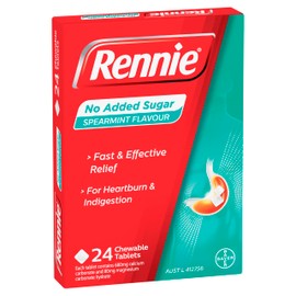 Rennie Spearmint Flavoured Chewable Tablet for Heartburn and Indigestion Symptoms 24 Tablets
