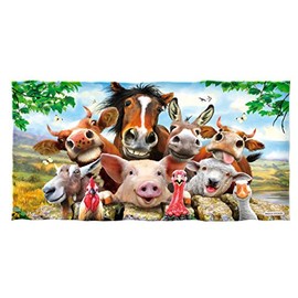 YISUMEI - Bath Towel - Farm Animal Selfie - 70 cm x 140 cm Beach Towel