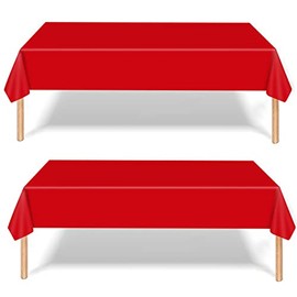 2Pcs Classy Red 137*274cm Disposable Tablecloth Decorations for Kids Christmas, Red Table Cloth Table Covers King Charles Coronation Decorations Tablecloths Party for Xmas Birthday Coronation Party