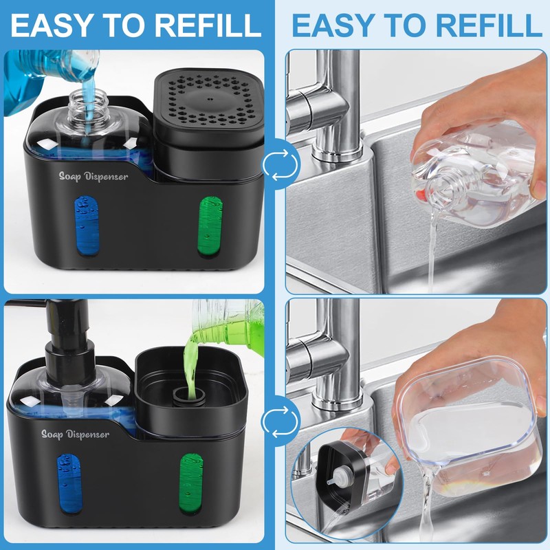 Richenda 4-in-1 Soap Dispenser with Dishcloth Hanger & Sponge Holder