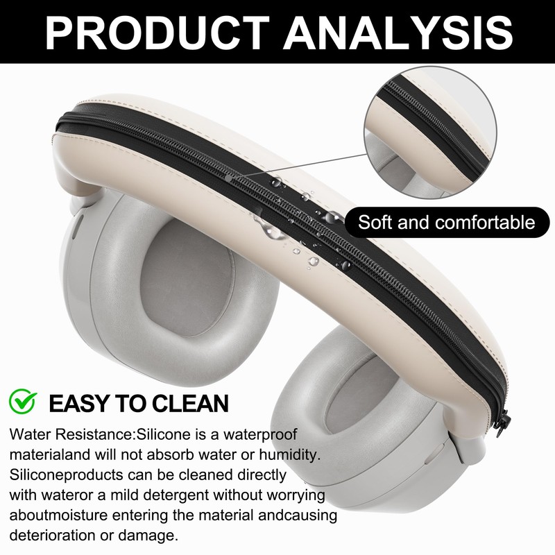 Silicone Headband Cover for Sony WH-1000XM6 - Sweatproof Zippered Head