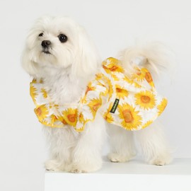 Fitwarm Dog Sunflower Dress, Dog Clothes for Small Dogs Girl, Pet Cat Apparel, White, Yellow, Red, Large