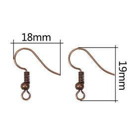 TOAOB 100pcs Earring Hooks Hypo Allergenic French Ear Wires with Ball and Coil 18mm Red Copper Fish Hook Earrings Making Supplies Jewelry Findings