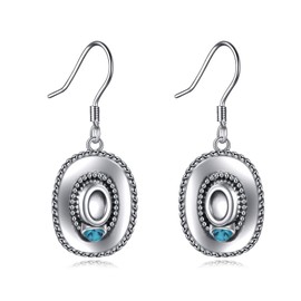 POPLYKE Sterling Silver Western Cowgirl Earrings Cowboy Turquoise Drop Earrings Boho Jewelry for Women, Sterling Silver