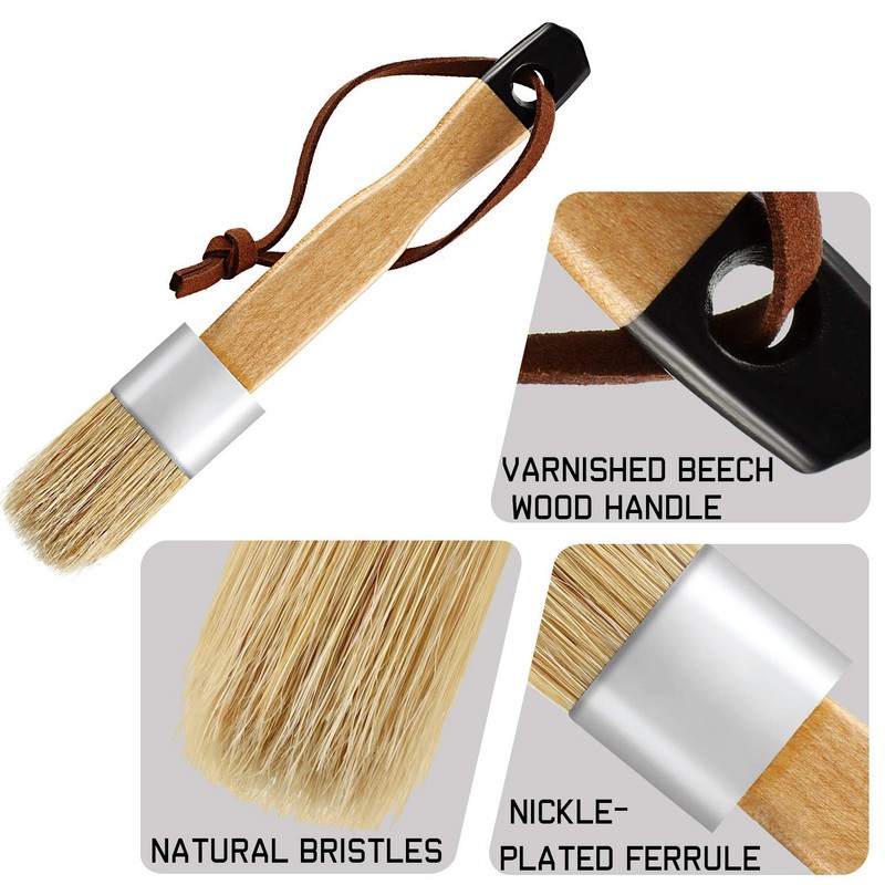 Boao 3 Pcs Chalk Paint Brushes Oval Chalk Paint Wax