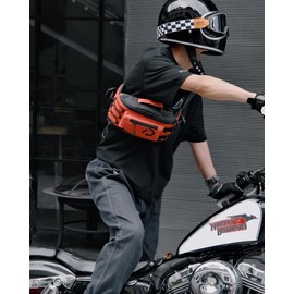 RIDEIRON Fanny Pack, Motorcycle Waist Bag with Adjustable Expansion & Interior Key Loops, Compact Lightweight for Fishing, Cycling, Hiking, Travel, Camping