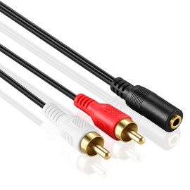 OBVIS 3.5mm to RCA Stereo Audio Cable Adapter - Female to Male Bi-Directional AUX Auxiliary Headphone Jack Plug Y Splitter to Left/Right 2RCA Male Connector Plug Wire Cord