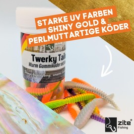 Zite Fishing Twerky Tailer Trout Bait Rubber 3-in-1 Rubber Bait Trout Made in Germany Phthalate Free Garlic & Cheese Aroma Trout Fishing Bait & Spoons Alternative (Shiny Mix Garlic)