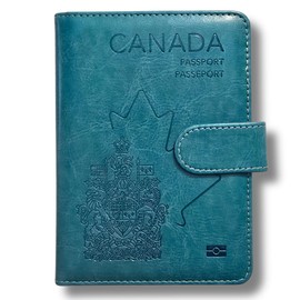 RedDeer Canada Passport Holder Wallet Premium PU Leather Travel Passport Wallet RFID Blocking Passport Cover Case Travel Documents Organizer with Pen Holder, for Women and Men (Turquoise)