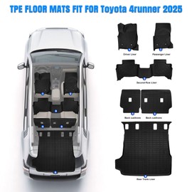 FormiPow Floor Mats Custom Fit 2025 Toyota 4Runner Fuel 5 Seats (Not for Hybrid), All Weather TPE Front & 2nd Row Trunk Mat Backrest Mat for 6th Gen 4Runner, Anti-Slip Odorless Floor Liners