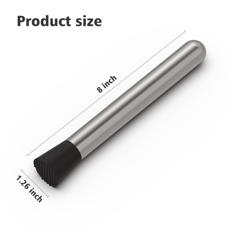 Ohtomber 8" Muddler for Cocktails, Stainless Steel Cocktail Muddler Bartender