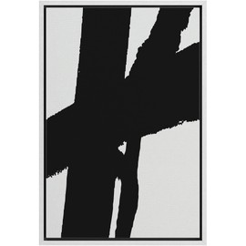 Ashbrook Framed Canvas Print Wall Art Black and White Line Art Collage Abstract Shapes Illustrations Modern Minimalist Relax/Calm Multicolor for Living Room, Bedroom, Office - 16"x24" WHITE