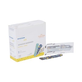 McKesson Kids Adhesive Bandages, Sterile, Plastic Strip, Assorted Prints, 3/4 in x 3 in, 100 Count, 1 Pack