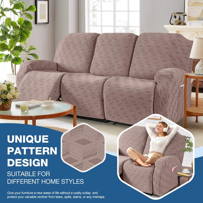 TAOCOCO Recliner Sofa Covers Stretch Reclining Couch Cover, Jacquard Recliner