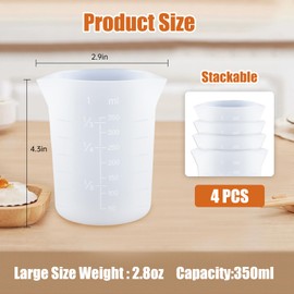 4-Piece Silicone Measuring Cup Set 350ml Silicone Chocolate Melting Cups Reusable Baking Tools Ideal for DIY Chocolate Molds