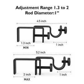 Over-Blinds Curtain Rod Brackets for Outside-Mount Blinds, Black 3-Pack