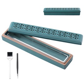 CEREMONY Incense Holder Ceramic Incense Holder for Stick with Ash Catcher, Coffin Style Incense Box for Meditation, Yoga, Spa Room Decoration(Green)