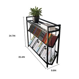 MYUTHDT Mobile Book Cart, Rolling Library Cart with Shelves (Black, V-Shaped)