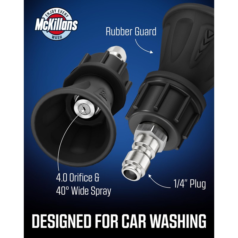 McKillans 40 Degree Pressure Washer Nozzle - Stainless Steel, High-Efficiency