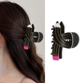 Teacher Hair Claw Clip Teacher Hair Accessories for Women Black Pencil Claw Clip for Back to School Cute Strong Hold Jaw Barrettes for First Day of School