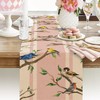 Seliem Spring Summer Birds Table Runner, Chickadee Bluebird Goldfinch Sparrow