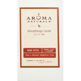 Aroma Naturals Holiday Orange, Clove and Cinnamon Essential Oil Scented Pillar Candle, Warm Spice, 2.5 inch x 4 inch