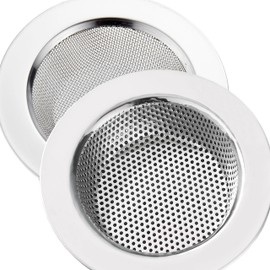 LASSHSWA 2 Pcs Kitchen Sink Strainer Stainless Steel, Mesh and Punching, Kitchen Sink Drain Strainer, Sink Strainers with Large Wide Rim 4.5" Diameter for Kitchen Sinks