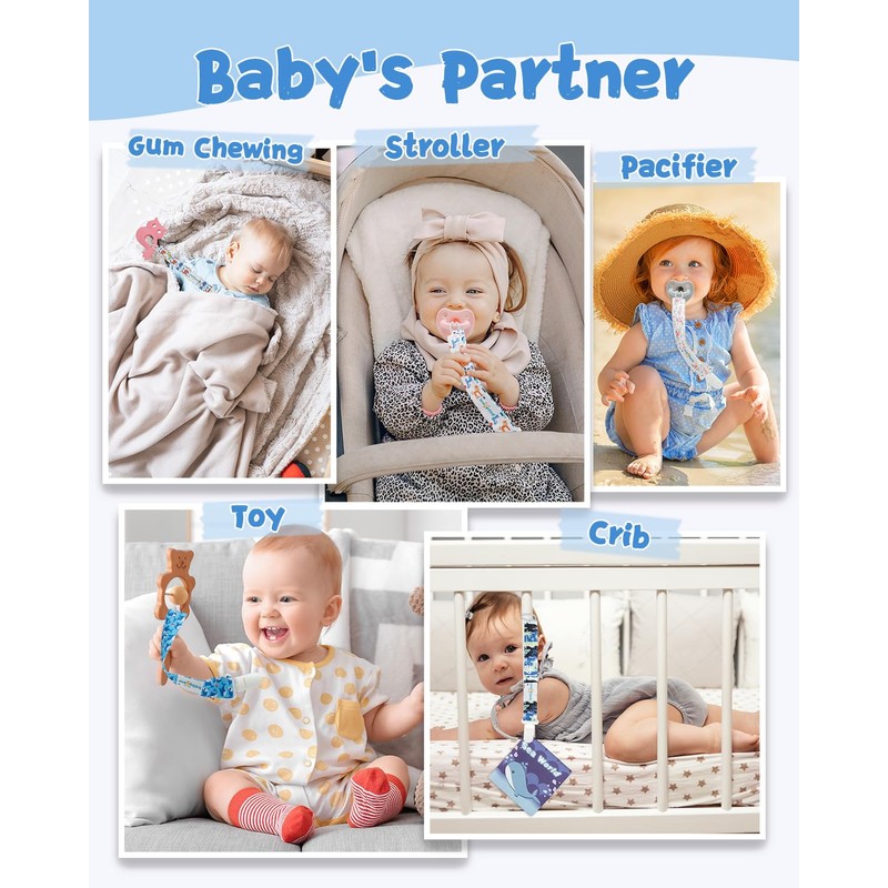 Babygoal Plastic Pacifier Clips,8pcs Chair Toys Straps Stroller Accessories Toddler