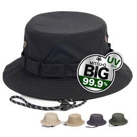 MITSU-Q Men's Bucket Hat, Boonie Hat, Large Size [Domestic Inspected UV Protection, 99.9%] Sun Protection, Mountain Climbing, Fishing, Walking, Outdoors (L/XL), Black, XL