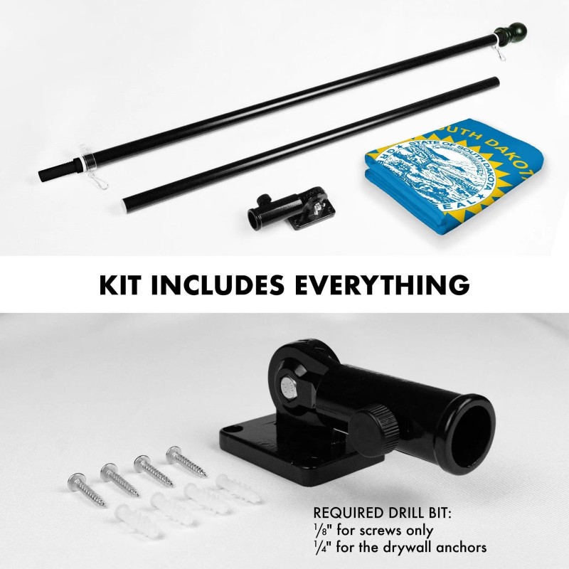 UD_G128 Combo Pack: 6 Ft Tangle Free Spinning Flagpole (Black)