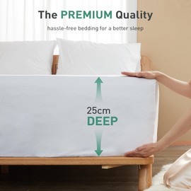 Sylvanora 100% Egyptian Cotton Fitted Sheet - 25cm Extra Deep Pocket with Elastic Corner Straps - Breathable & Comfortable Double Bed Sheet (137x190cm) - Luxury Hotel Quality (White, Double)