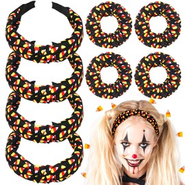 8 Pcs 4th of July Headbands Hair Accessories for Women Girls Patriotic Knotted Hairband USA Women Headband American Star and Flag Hair Scrunchies Independence Day Costume Party Headband (Candy Corn)
