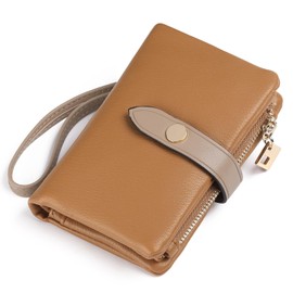FALAN MULE Women's Purse with RFID Blocking, Small PU Leather, Women's Purse with 16 Card Slots and Coin Compartment, yellow