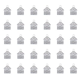 Ruwado 50 Pcs Small House Charms Metal 1.6 x 1.2 cm Cute Vintage Pendants for Women DIY Jewelry Making Necklace Bracelets Earring Keychain Scrapbooking Supplies (Anitque Silver)