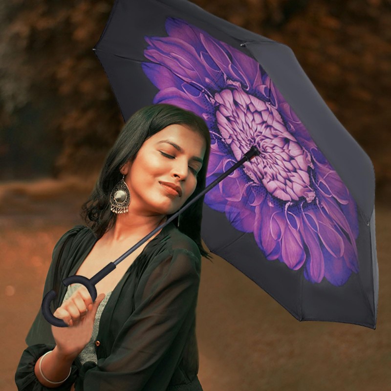 LLanxiry Windproof Inverted Umbrella, Large Reverse Umbrellas for Rain with